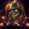Men's Long Sleeve Hoodie Halloween Print Lightweight Pullover for Casual Wear