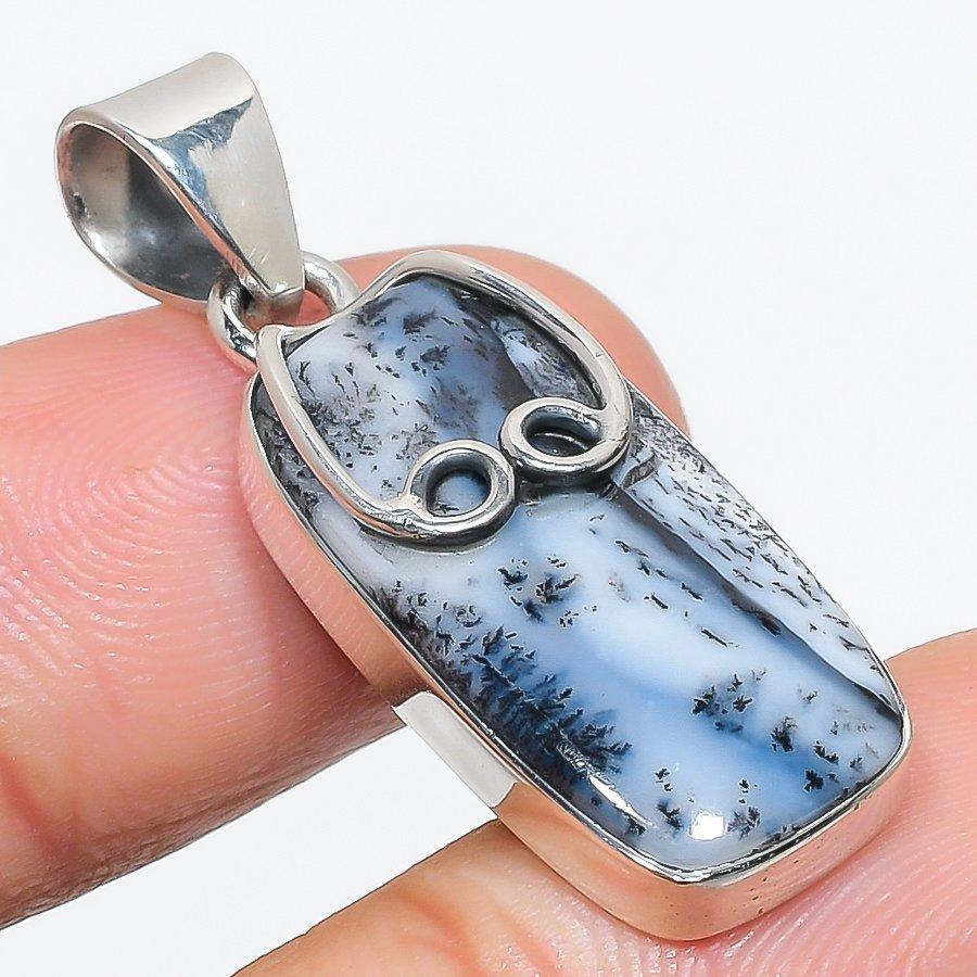 

Natural Dendrite Opal Gemstone 925 Solid Sterling Silver Gift Pendant 1.50 R0f73