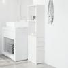 Narrow Bathroom Cabinet with Casters White Particleboard
