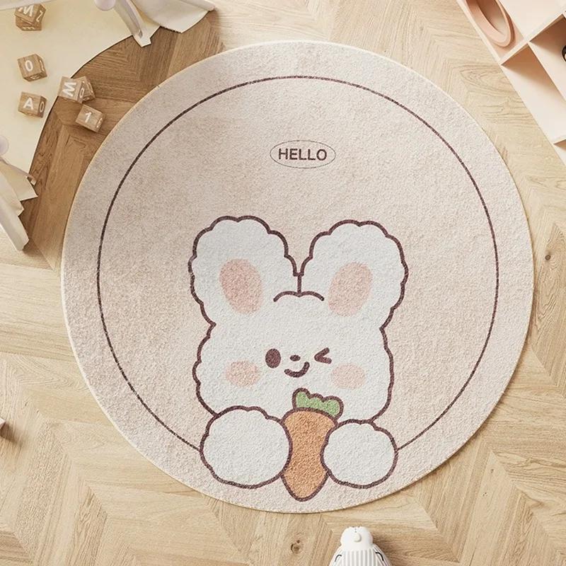 Girly Style Living Room Decoration Plush Carpet Cartoon Children's Room Round Rug Fluffy Soft Rugs for Bedroom Home Thick Mat