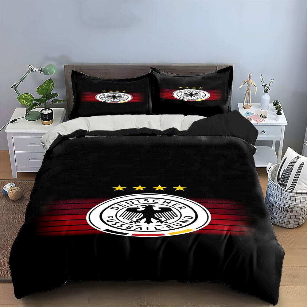 Emblème de la Fédération Allemande de Football. Ensembles de literie Ensembles de housses de couette Housses de couette Taies d'oreiller(1 * Housse de couette 2 * Taies d'oreiller, sans couette)