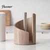 Handcrafted Wood Paper Towel Holder Mountain Countertop Dispenser with Base Metal One-handed Tear Spiral Design Rustic Roll for Kitchen And