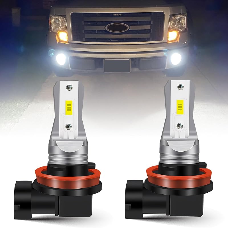PSX24W 2504 LED Fog Light Bulbs or DRL, 4000LM Super Bright 6000K Xenon White, 12276 Fog Lights Bulb Replacement for Cars, Play and Plug (Pack of 2)