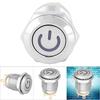 Yellow LED Light Waterproof Flat Head Self Reset Metal Push Button with Power Symbol 12mm(3V)