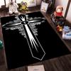 Cross and Leaf Gothic Design Rug Non-slip rug suitable for living room and bedroom sofas.