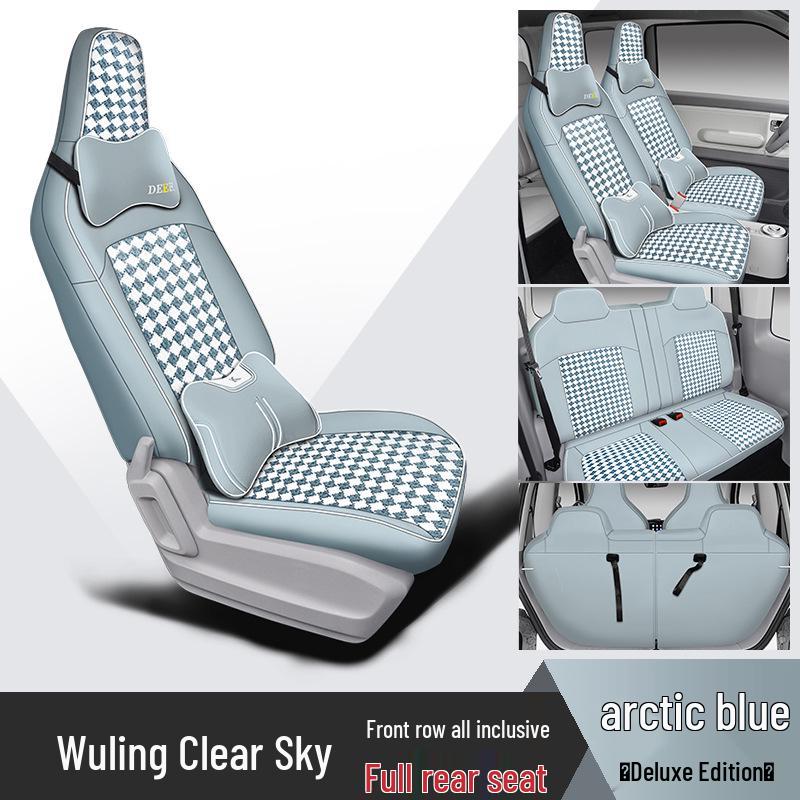 Wuling Sunny Spezielles Autositzkissen: Ganzjahres-, Vollumfassendes Design mit Leder, Faserleinen und Cartoon-Mustern