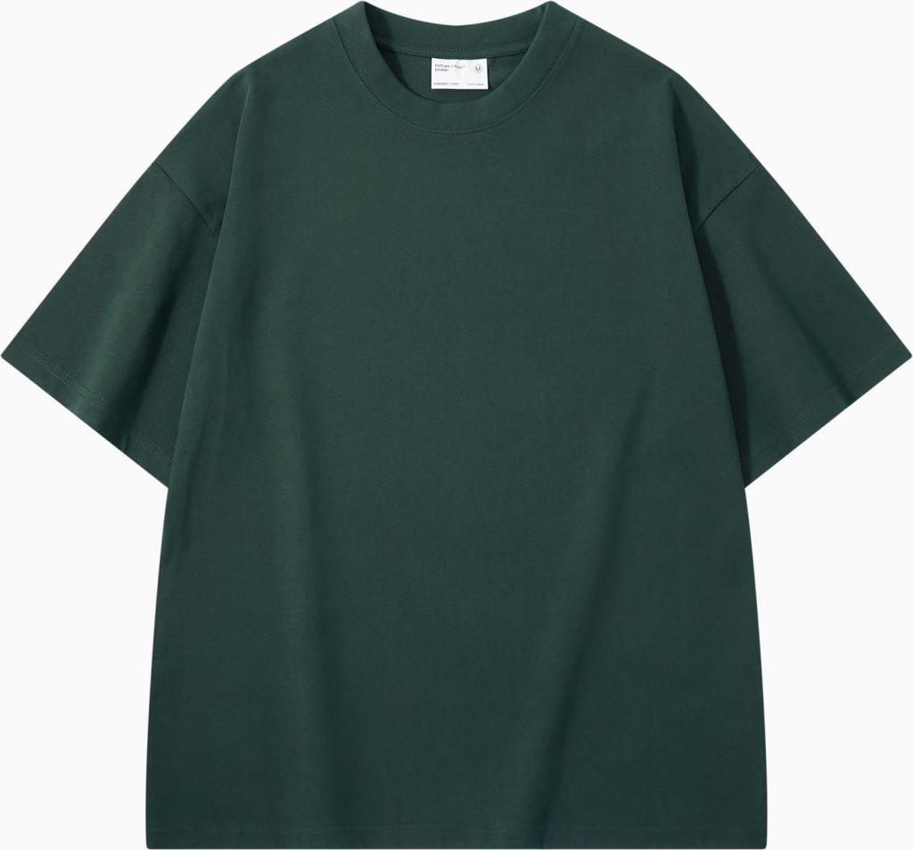 Men's Heavyweight Thickened Cotton Short-Sleeve Drop Shoulder T-Shirt, 300g, Solid Color, Trendy Summer Base Layer