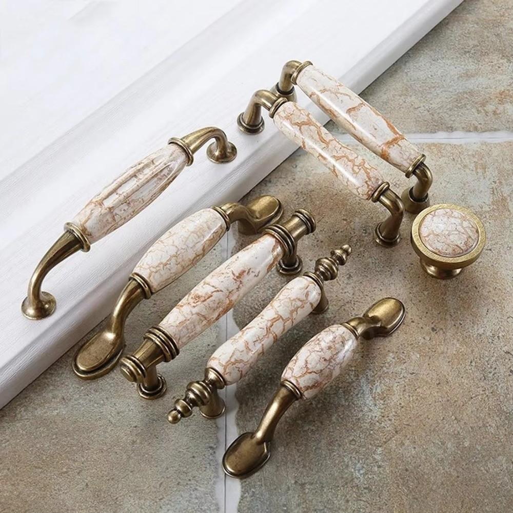 Marble Vein Ceramic Cabinet Knobs Antique Crack Furniture Handles Wardrobe Handles Cabinet Doors