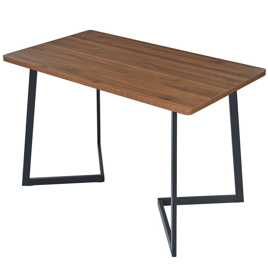 117X68cm dining table, (1-pc), frame made of metal, wood grain kitchen table with metal legs for dining room living room, black/walnut color