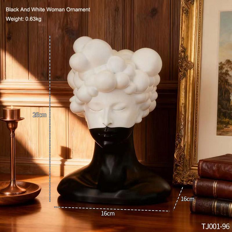 Miniso Creative Black and White Woman Decoration Abstract Character Sculptures Portrait Home Decor Office Living Room Ornament