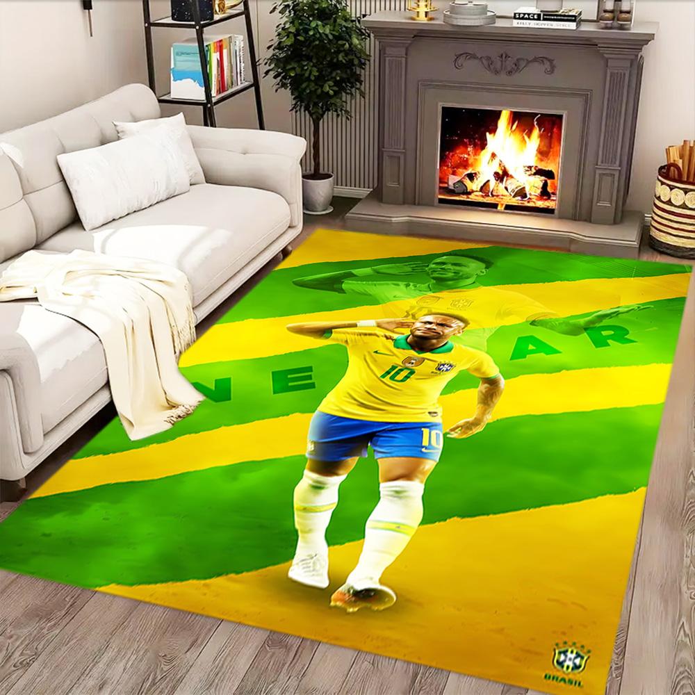 Brazilian Football Star rug for living rooms, bedrooms, home décor, and as gifts.