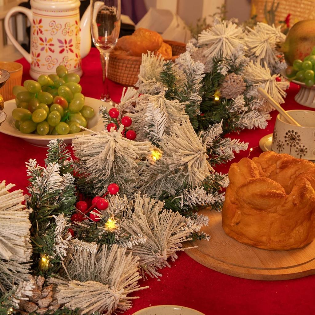 9ft Pre-lit Christmas Garland with Lights, Pine & Berry for Mantle, Fireplace, Stairs, Indoor Outdoor Decor