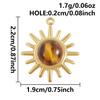 5pcs Real Natural Stone Tiger Eye Charm Sun Eye Oval Boho Pendant Gold Color Stainless Steel Pendants For Jewelry Making Finding