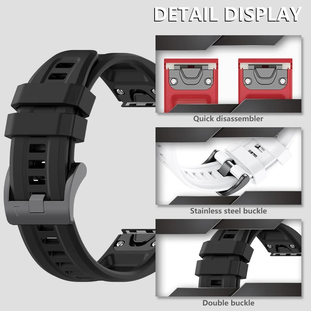 Quick Fit 26mm 22mm 20mm Silicone Strap For Garmin Fenix 8/Tactix 8/Enduro3/Fenix E 7X 6X Bracelet Band Forerunner 965/955 Belt