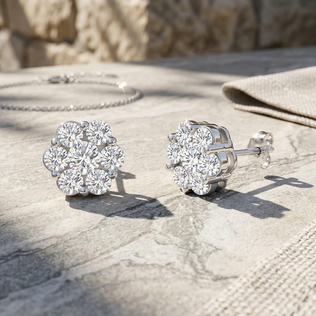 D Color Moissanite Stud Earrings 3.0/4.0/5.0mm - European  American High-End Fashion Zirconia