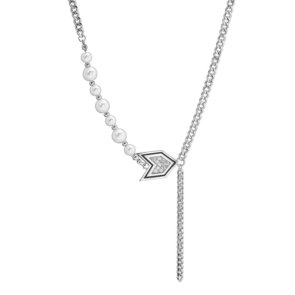 

Минималистичное титановое ожерелье в корейском стиле со стразами в виде стрелы - Унисекс цепочка для ключицы для пар