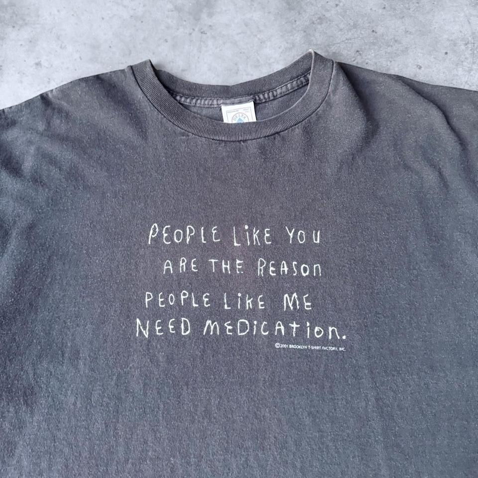 Vintage 2000s Edgy NSFW Text T-shirt Medication Medicated Psycho Black XXL