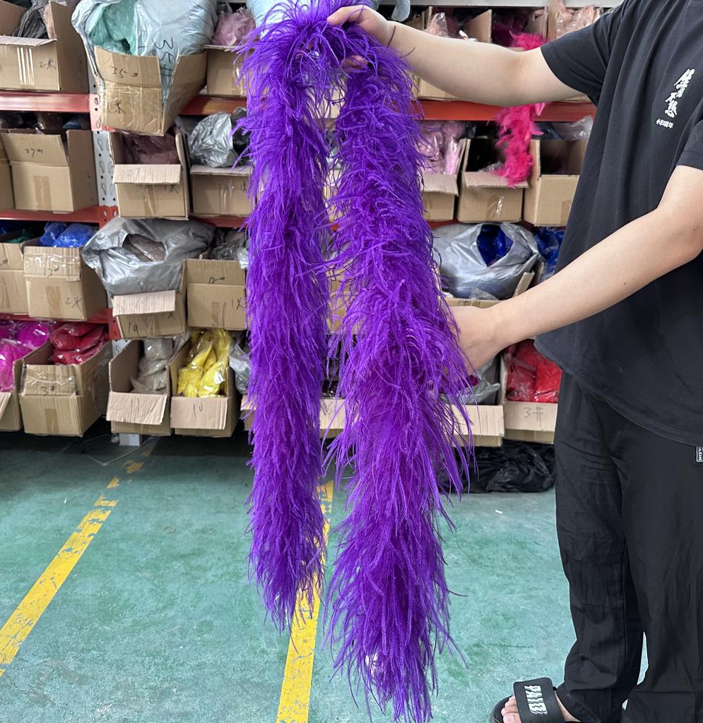 DIY 2M Blue Feathers Boa Ostrich Plumes Shawl 1/2/3/4/6Ply Wedding Drees Decoration Accessory Soft Fluffy Plume For Crafts White Boa