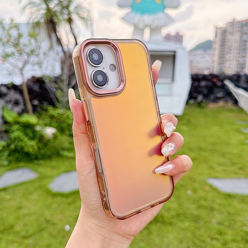 KEYSION Fashion Laser Gradient Colorful Phone Case for iPhone 16 Pro Max Soft TPU+PC Shockproof Back Cover for iPhone 16 Plus