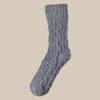 Couple's Coral Fleece Mid-Calf Terry Socks - Solid Color, Velvet Thickened for Winter Warmth & Cold Protection, Ideal for Home & Sleep.