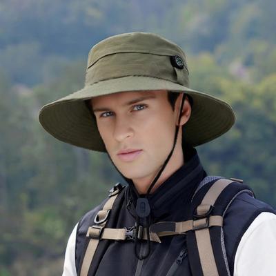 Fisherman Hat Adjustable Size Wide Brim Quick Drying Bucket Hat with Compass Design Foldable Outdoor Sun Protection Hat