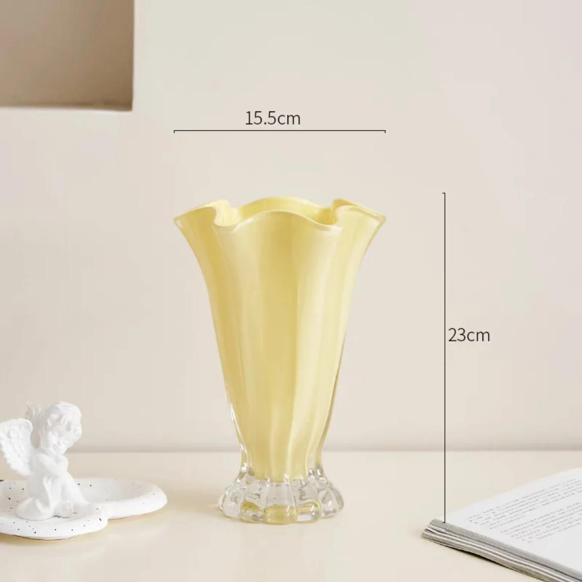 Ваза из витражного стекла Открытая плиссированная ваза для цветов Аксессуары для цветочной композиции Гидропоника Террариум Аксессуары для украшения комнаты