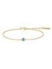Gold Bezel Set Wrap-Created Turquoise Solitaire 925 Silver Bracelet B073-01G