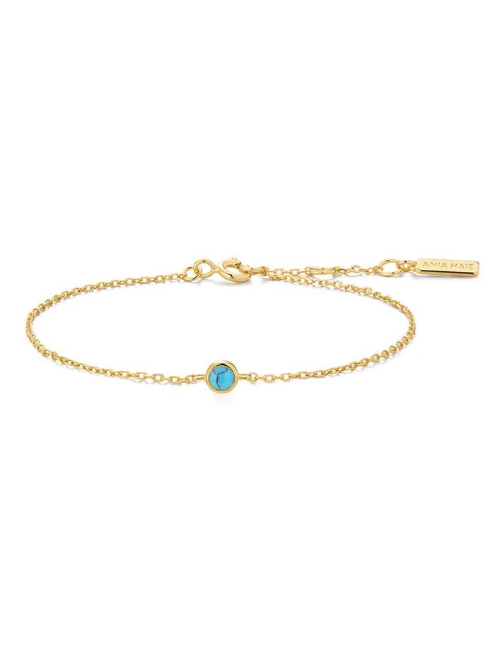 Gold Bezel Set Wrap-Created Turquoise Solitaire 925 Silver Bracelet B073-01G