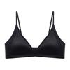 French deep V satin underwear women's small breasts gather, comfortable, high-end, thin shoulder straps, thin seamless triangular cup bra