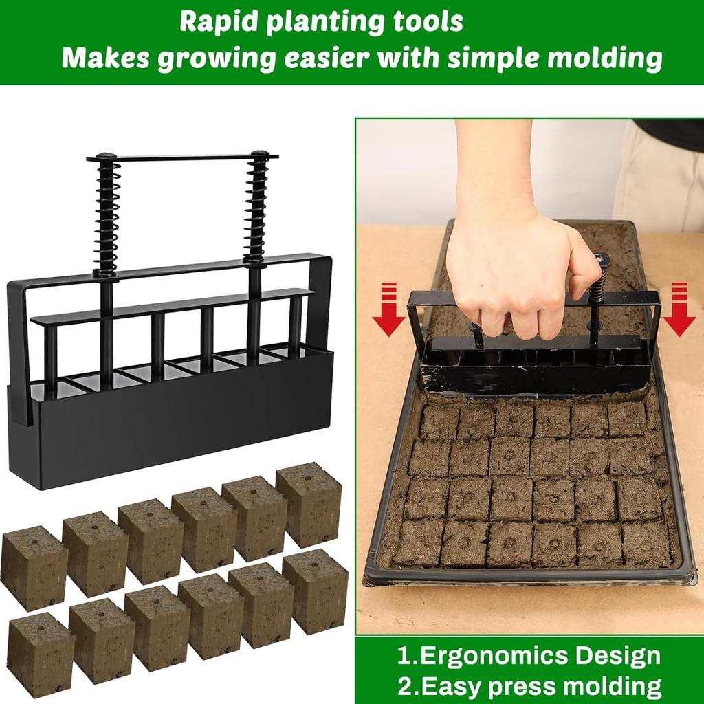 NNG 6 Cell Soil Blocker,1.45 Inch Soil Block Maker with Handle,Soil Blocking Tool for Seed Starting Germination,Grow Seedling