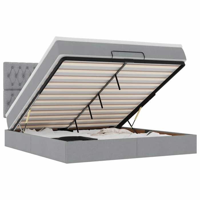 VidaXL Ottoman Bed Frame and Mattress Light Grey 180x200 Cm Fabric 3313258