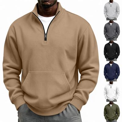 Men's Casual Half-Zip Sweatshirt with Stand Collar, Relaxed Fit