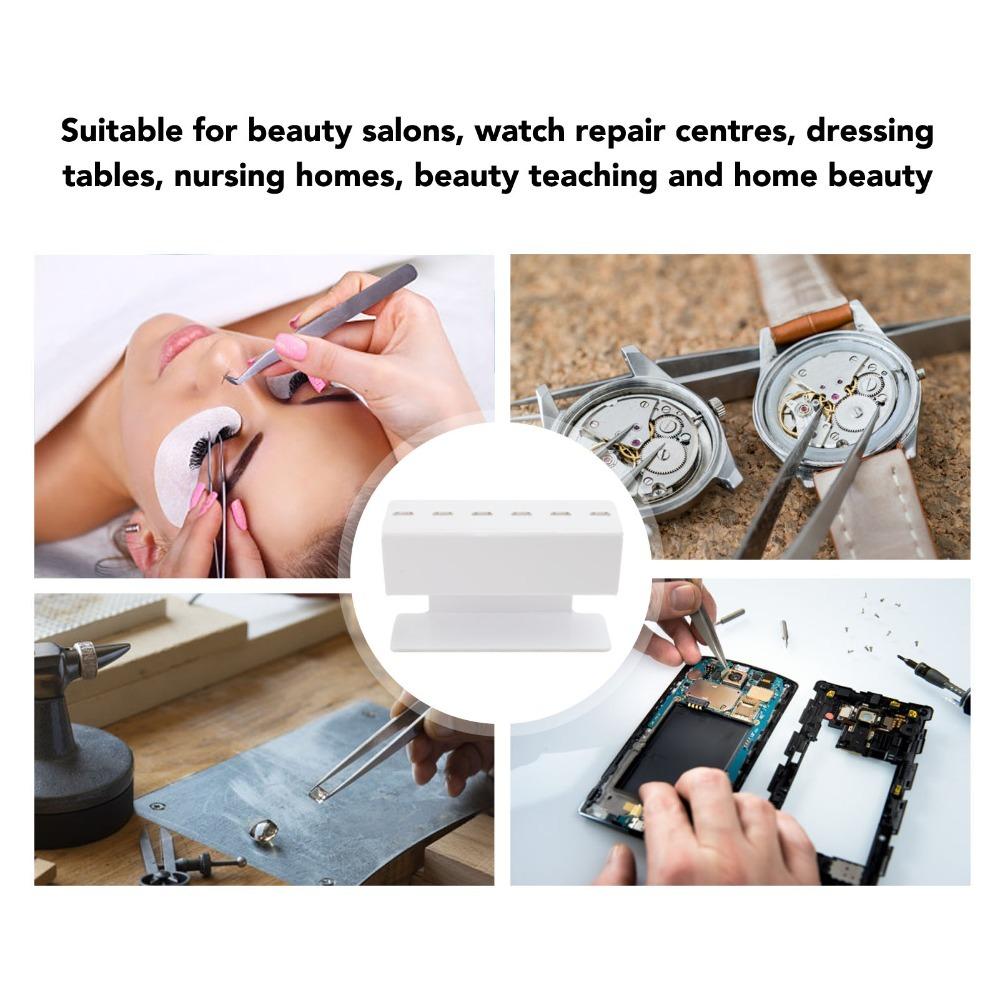 13*7.8cm Acrylic Tweezers Holder Stainless Steel Tweezers Display Stand Beauty Makeup Use