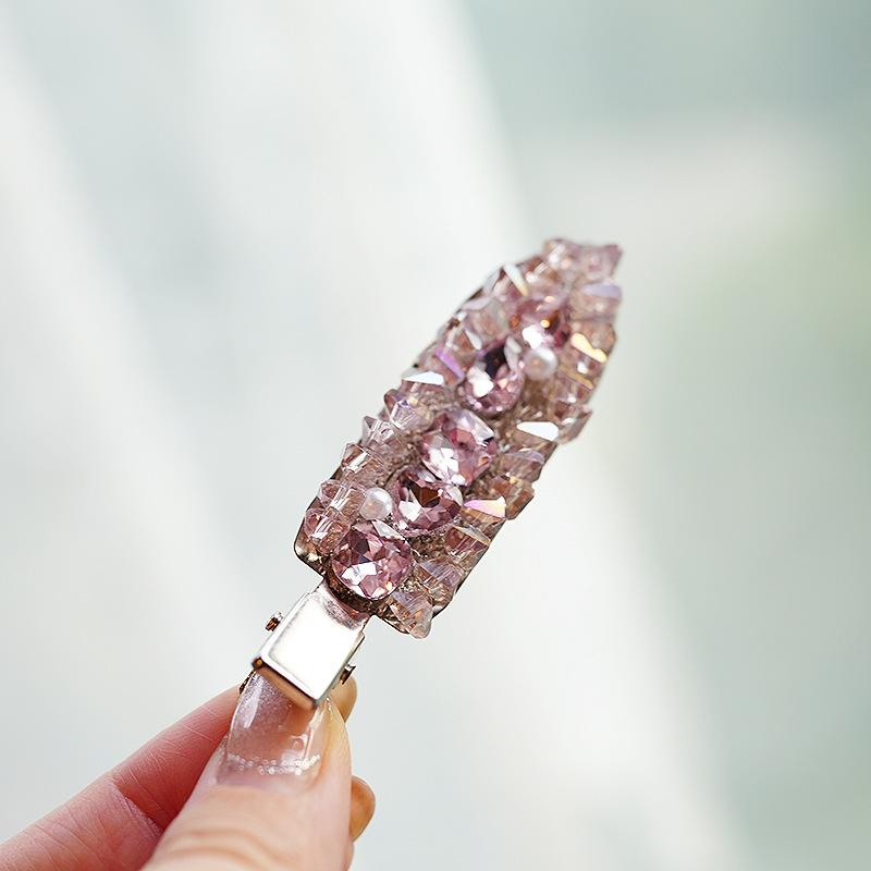 

2026 Korea Cute Shiny Rhinestone Hairpins Women Girls Hair Clips Pins Barrettes Accessories Hairclip Headwear Headdress Ornament 7 cm розовый