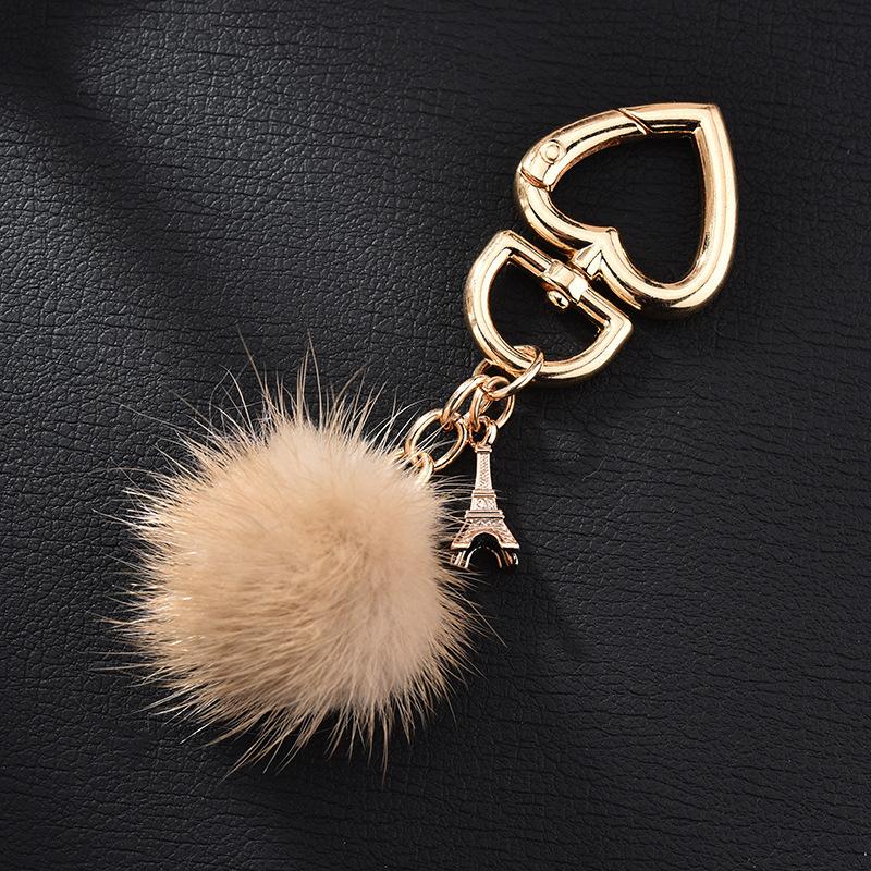 Mink Fur Love Keychain Elegant Fur Small Pendant Fur Ball Alloy Love Keychain
