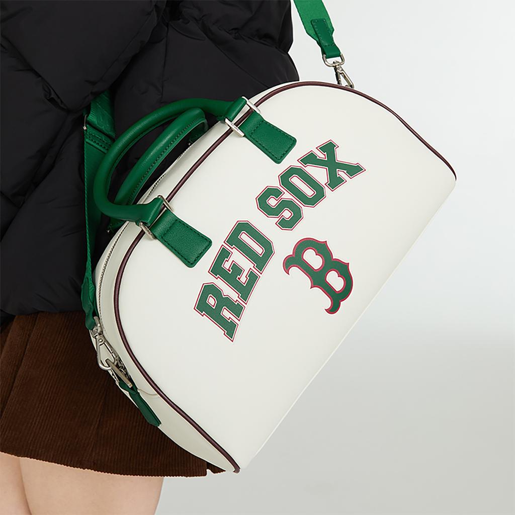 MLB Boston Red Sox Casual Fashion Commuter Bowling Bag Crossbody Shoulder Handbag Gym Travel Bag Swimming Bag Large Unisex Bags Cream 3ABWM083N-43CRS