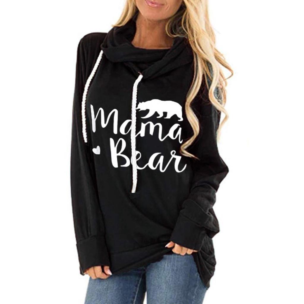 Women's Fashion Fall Winter Casual Letter Print Long Sleeve Hooded Hoodies & Sweatshirts