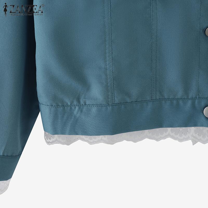 ZANZEA Women Turn Down Collar Solid Color Casual Long Sleeve Blouse