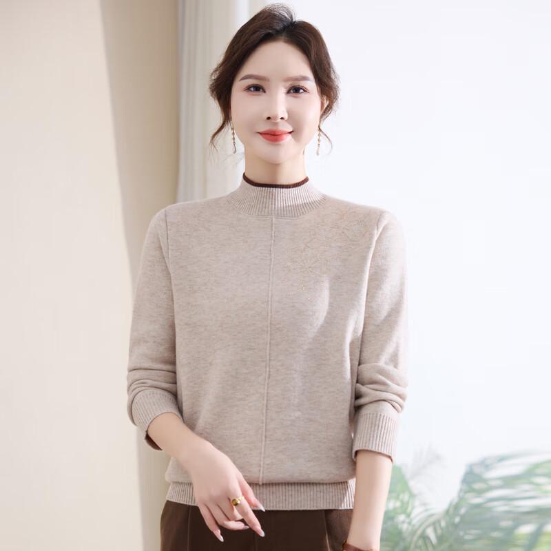 Fengxiao Women's Winter Plus Velvet High-Neck Knit Sweater