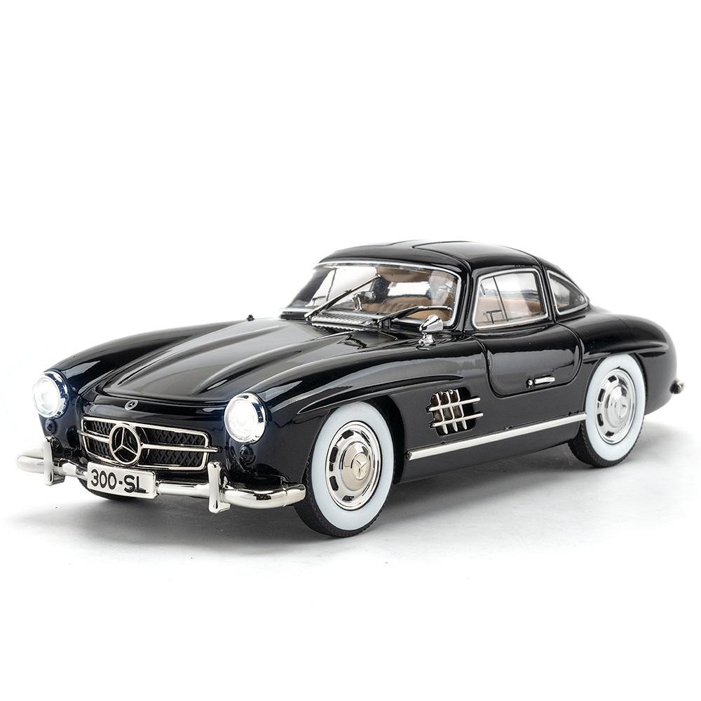 1/24 Mercedes-Benz 300SL Vintage Diecast Alloy Miniature Toy Car Model Pull Back Sound Light Classical Collection Gift for Boy
