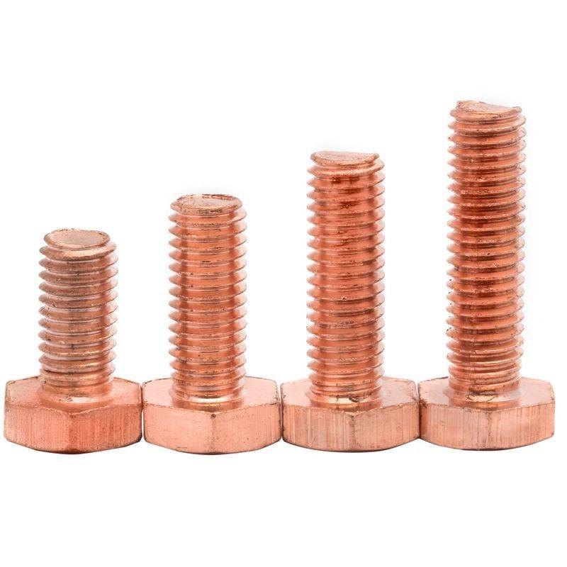 1-4 stuks T2 Puur Koper Buitenzeskant Schroef M3M4M5M6M8M10M12 Rood Koper Geleidende Bout Dubbelkoppig Elektrolytisch Koperen Bout