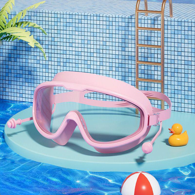 Kinder-High-Definition-Anti-Beschlag-Schwimmbrille für Jungen und Mädchen - Wasserdichte Tauchmaske mit großem Rahmen für Wassersport