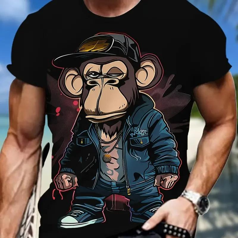Gorilla Print Oversized T-Shirt For Men Women T-Shirt 3d Monkey Print Short Sleeved Street Hip-Hop Men Clothing New Tees