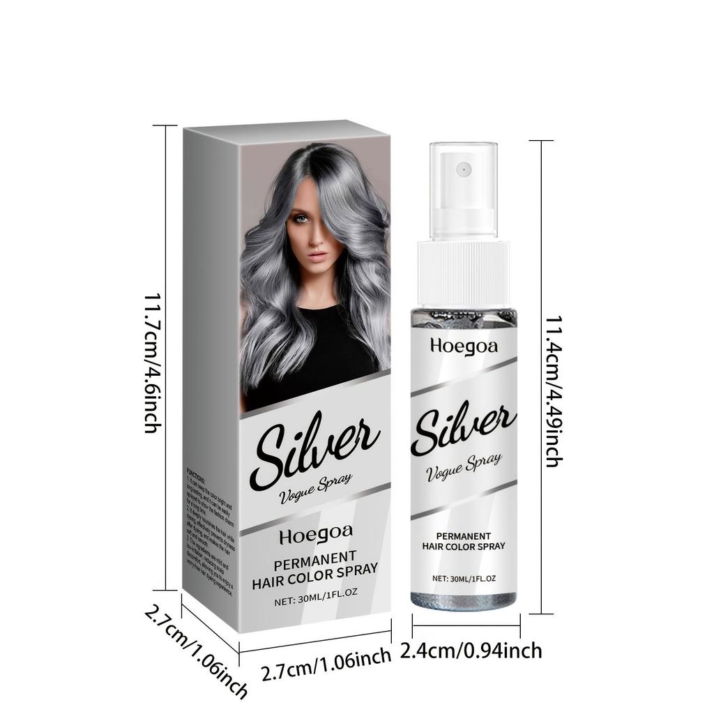 Stříbrnošedý permanentní sprej na barvení vlasů - 30 ml Unisex Rychlé barvení pro kouřový, módní vzhled