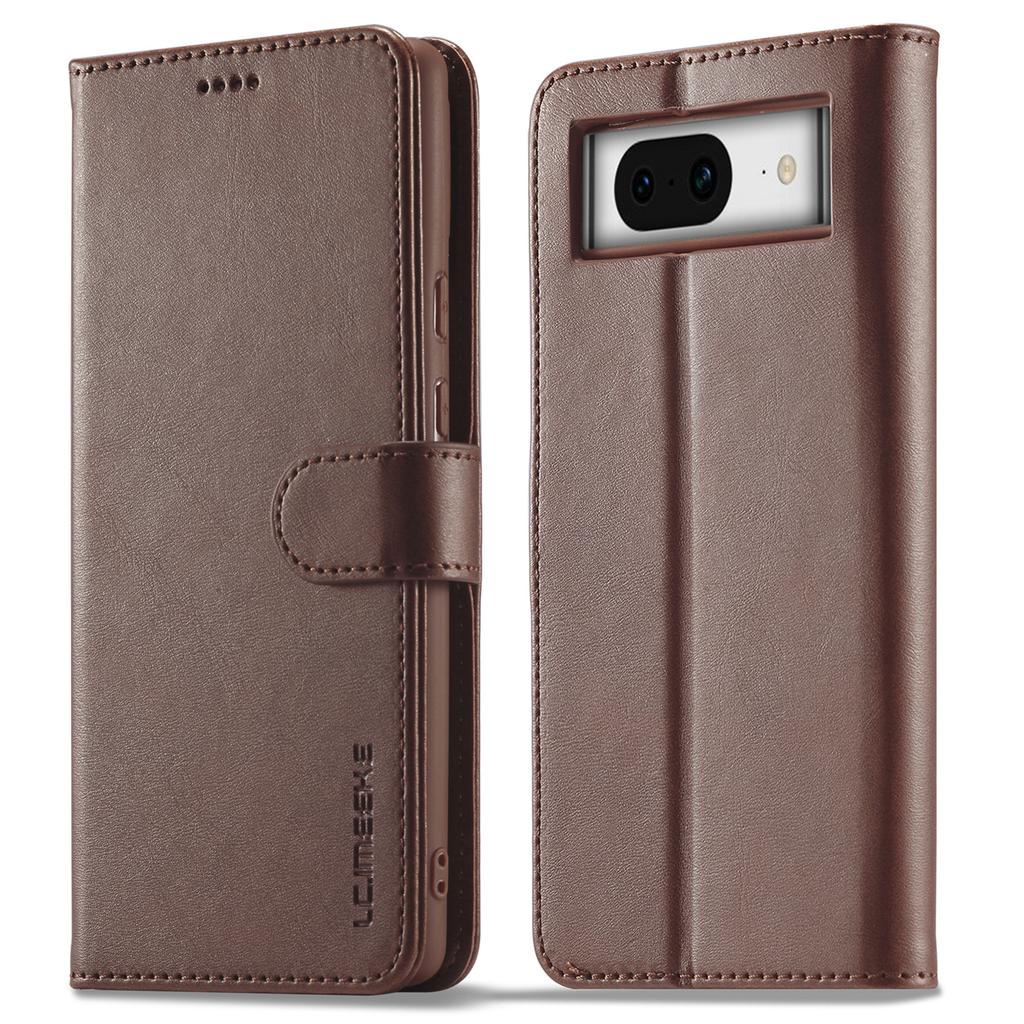 LC.IMEEKE For Google Pixel 8 PU Leather Folio Case Stand Wallet Calf Texture Phone Cover