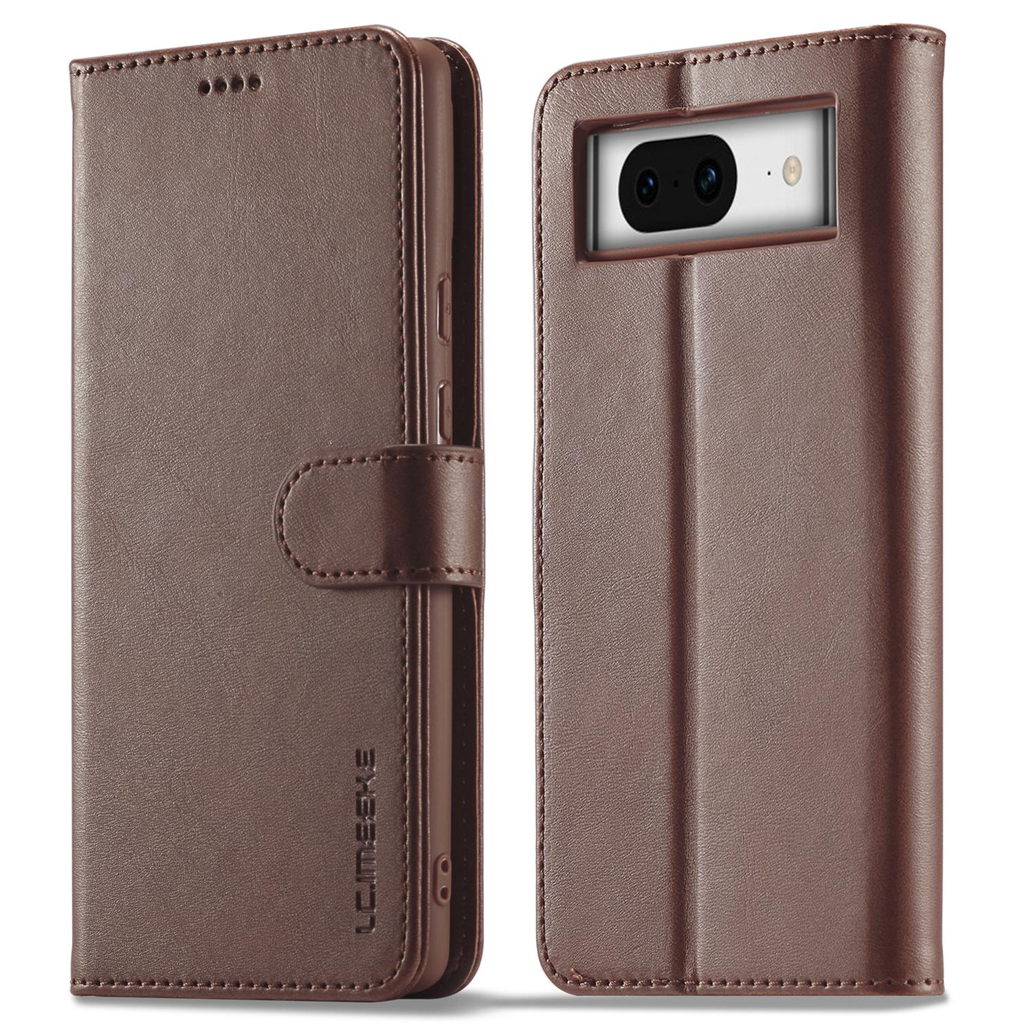 

LC.IMEEKE Для Google Pixel 8 Чехол-книжка из ПУ кожи Подставка Кошелек Текстура теленка Чехол для телефона Brown