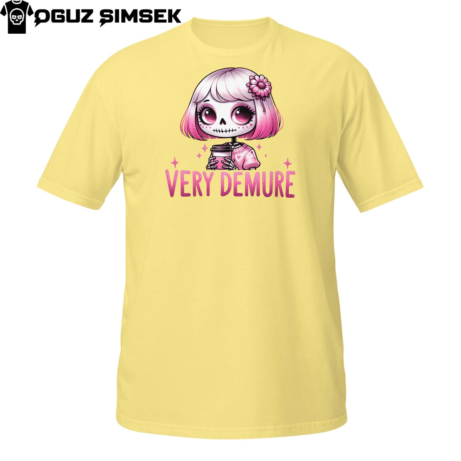 Very Demure Cute Skeleton Girl T-Shirt Mens Womens Tees Top | Kawaii Gothic Pastel Pink Graphic Tee M