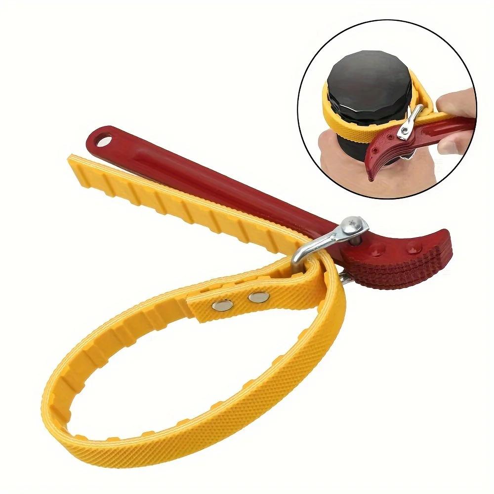 8IN Belt Wrench Oil Filter Puller Strap Spanner Chain Wrench Strap Opener Adjustable Strap Opener Cartridge Disassembly Tool