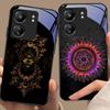 Leuchtender Schwarzer Lotus Für Xiaomi Redmi 13C Note13 12 Pro Plus 5G Note 9 13T Pro POCO X6 F5 F6 Schwarze Handyhülle aus gehärtetem Glas