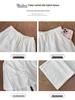 Women's White Linen High-Waisted Wide-Leg Pants - Spring Style, Drapey, Sun Protection, Cotton-Blend Casuals